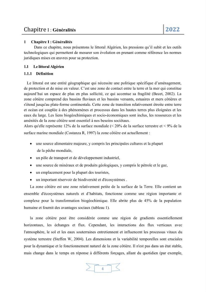 Etude de l\'évolution du littoral par télédetection