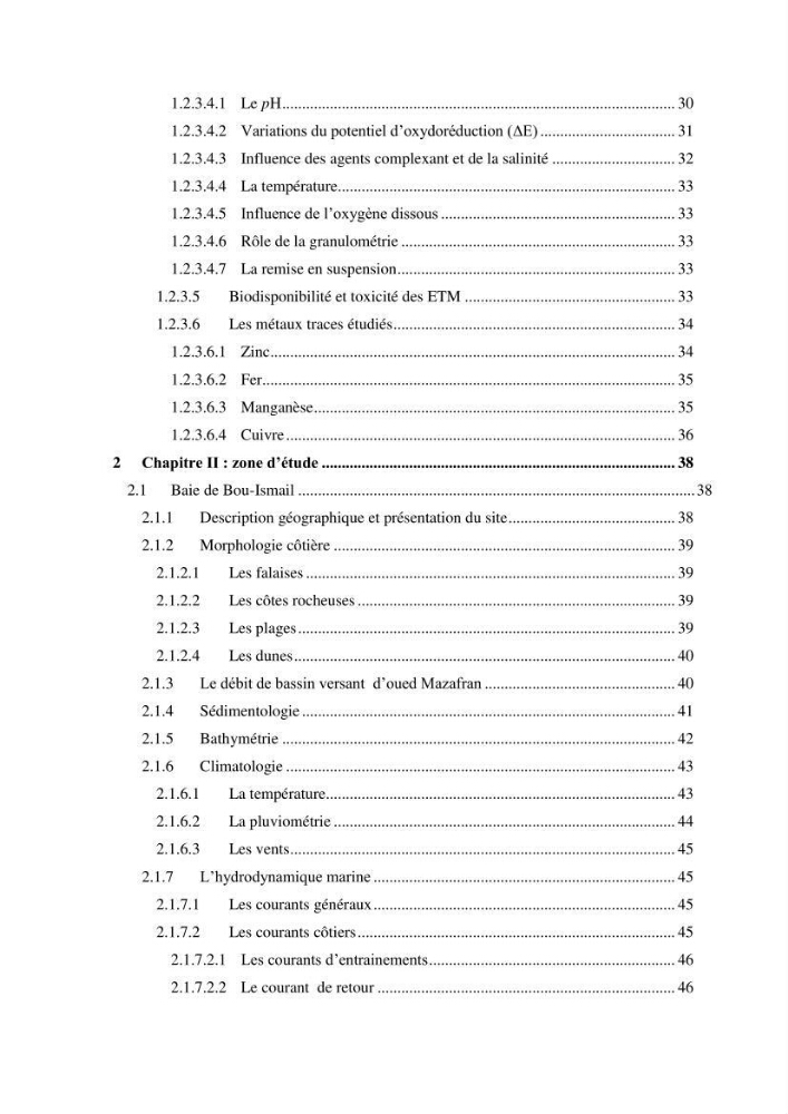 Etude des métaux traces dans les sédiments à l’embouchure métaux traces dans les sédiments à l’embouchure