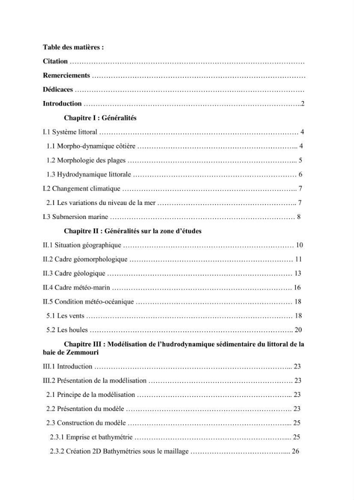 Modélisation de la dynamique et la cinématique à multi échelles du trait de côte et évaluation des zones à risques du littoral centre Algérien
