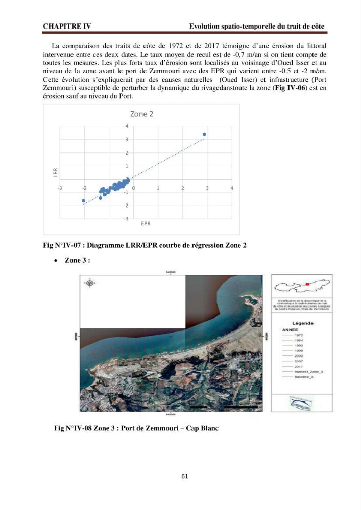 Modélisation de la dynamique et la cinématique à multi échelles du trait de côte et évaluation des zones à risques du littoral centre Algérien