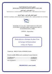 Etude physico-chimique du plan d'eau du barrage de Boukourdane (wilaya de Tipaza):