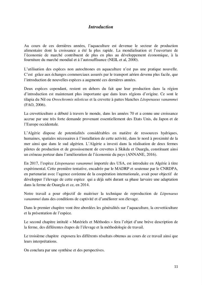 Caracterisation de l\'elevage de la crevette Litopenaeus vannamei ( boone,1931) Ferme Pilote la marsa (Skikda):