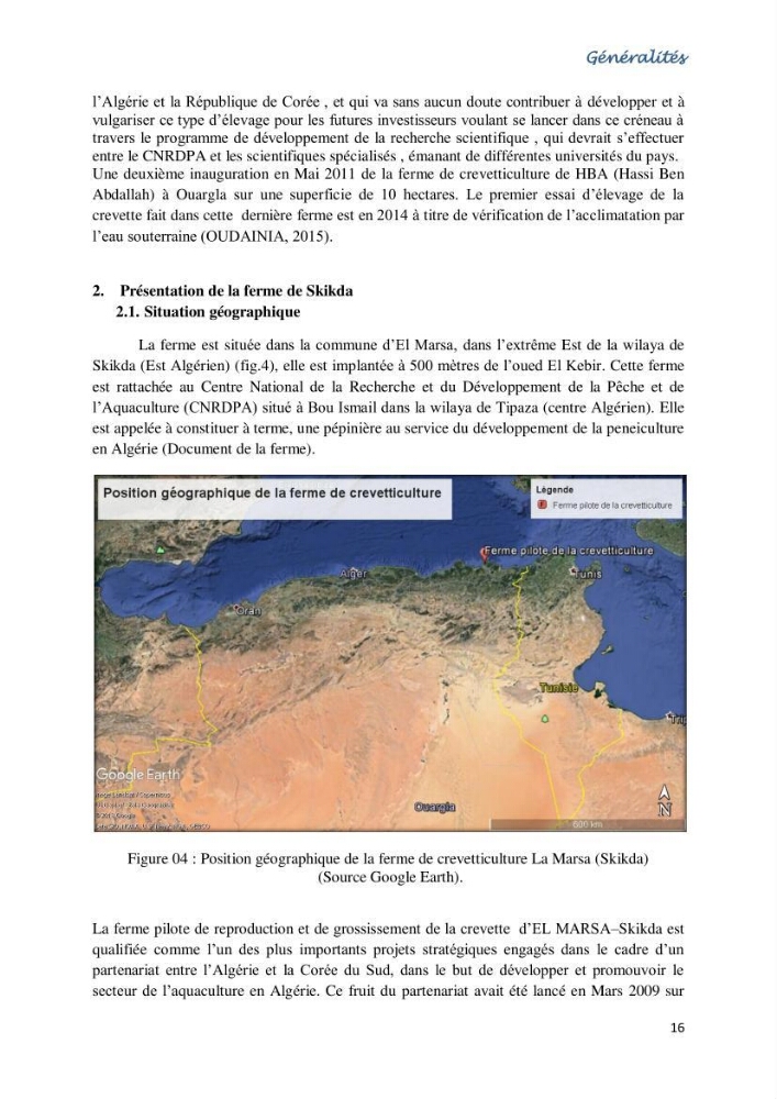 Caracterisation de l\'elevage de la crevette Litopenaeus vannamei ( boone,1931) Ferme Pilote la marsa (Skikda):
