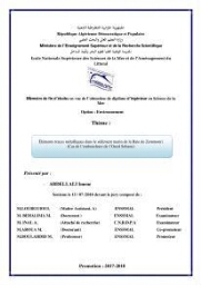 Eléments traces métalliques dans le sédiment marin de la Baie de Zemmouri : (Cas de l’embouchure de l’Oued Sebaou)