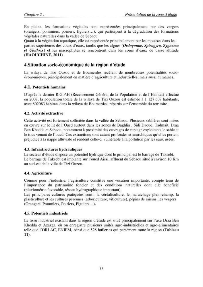 Eléments traces métalliques dans le sédiment marin de la Baie de Zemmouri : (Cas de l’embouchure de l’Oued Sebaou)