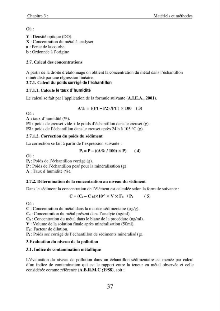 Eléments traces métalliques dans le sédiment marin de la Baie de Zemmouri : (Cas de l’embouchure de l’Oued Sebaou)