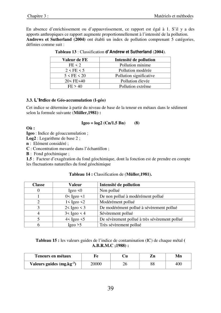 Eléments traces métalliques dans le sédiment marin de la Baie de Zemmouri : (Cas de l’embouchure de l’Oued Sebaou)