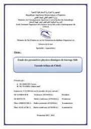 Etude des paramètres physico-chimiques de barrage Sidi-Yacoub (wilaya de Chlef):