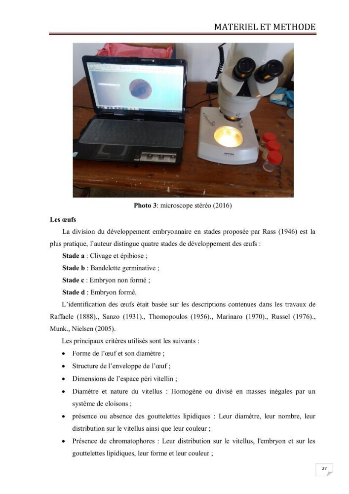 Contribution à l\'étude des oeufs et des larves des poissons téléostéens au niveau de la zone centre algérienne: