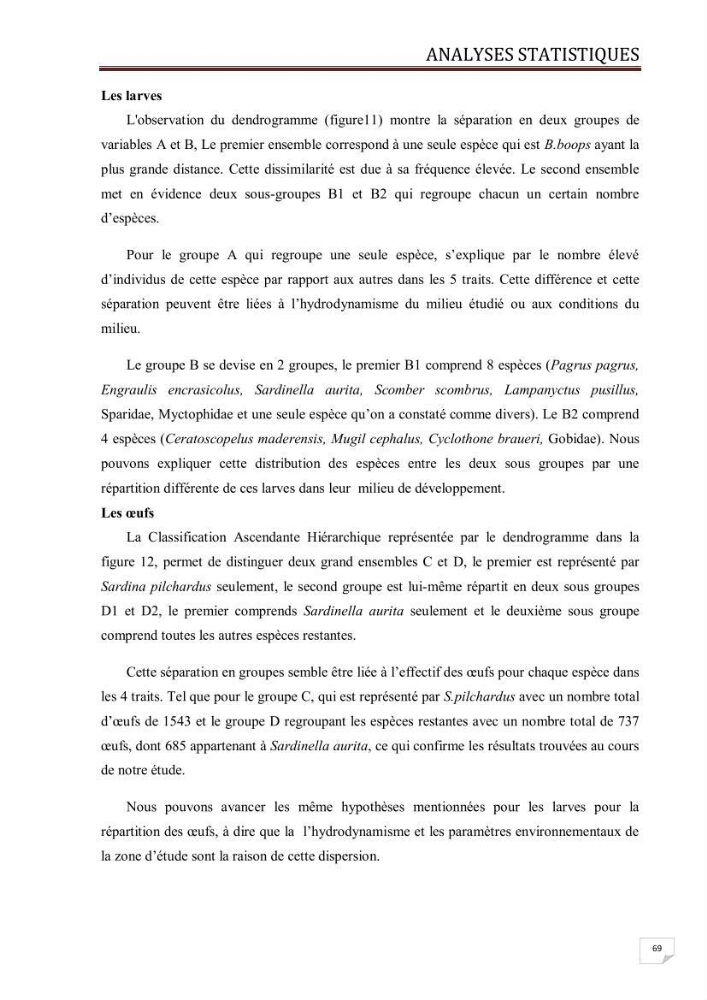 Contribution à l\'étude des oeufs et des larves des poissons téléostéens au niveau de la zone centre algérienne: