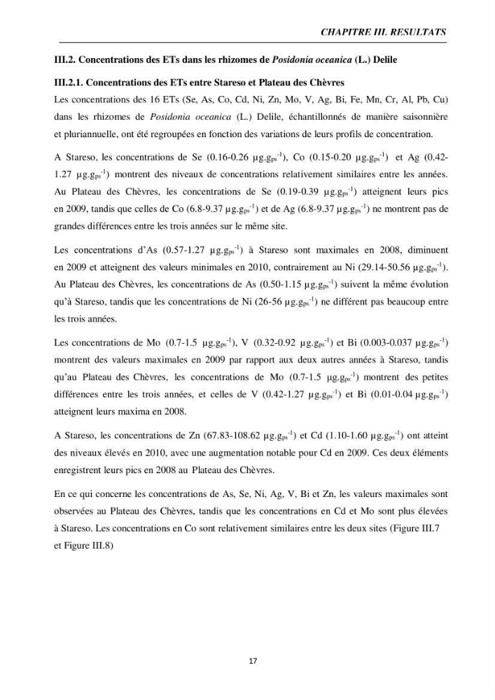 Biométrie foliaire de posidonia océanica (L) delile et bioaccumulation des éléments traces dans ses rhizomes