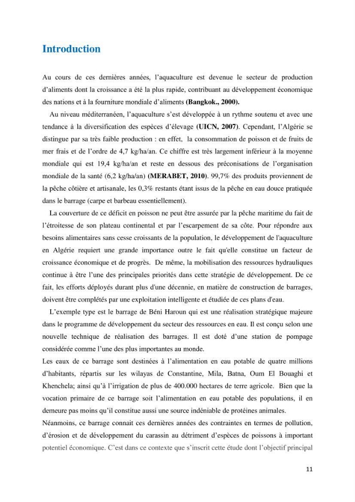 Etude des paramètres physico-chimiques des eaux du barrage de beni Haroun (Wilaya de Mila) et proposition de gestion des plans d\'eau.: