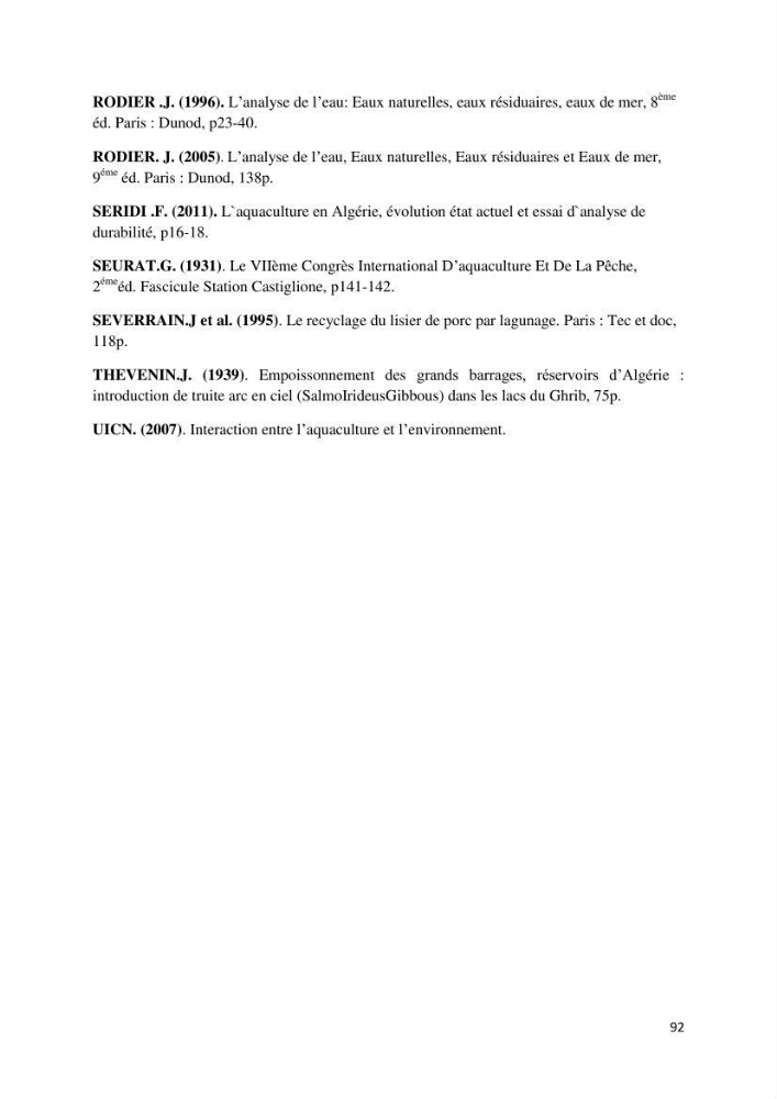 Etude des paramètres physico-chimiques des eaux du barrage de beni Haroun (Wilaya de Mila) et proposition de gestion des plans d\'eau.:
