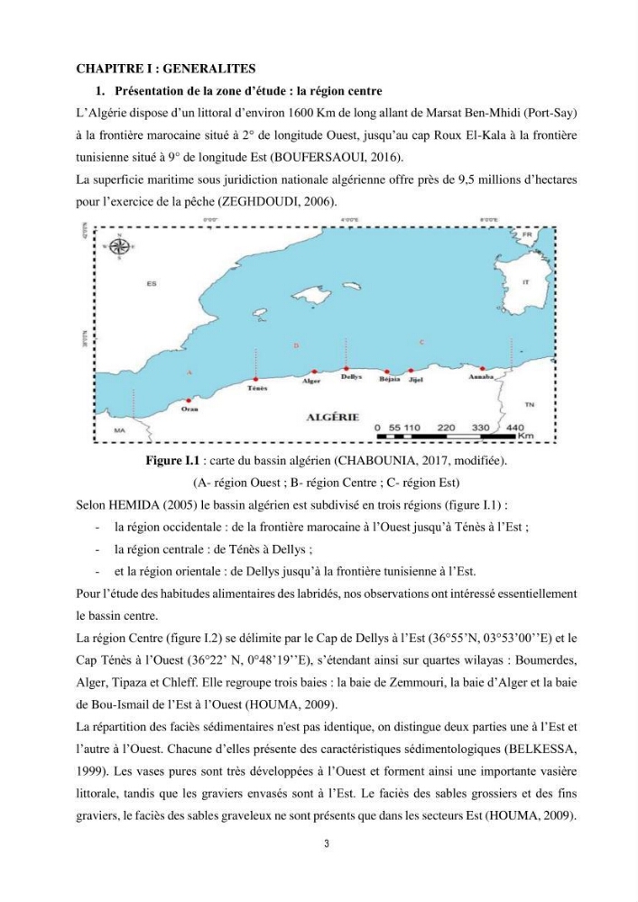 Contribution à l’étude comparative des stratégies alimentaires de cinq espèces de Labridae (Téléostéens, Perciformes) du bassin algérien.