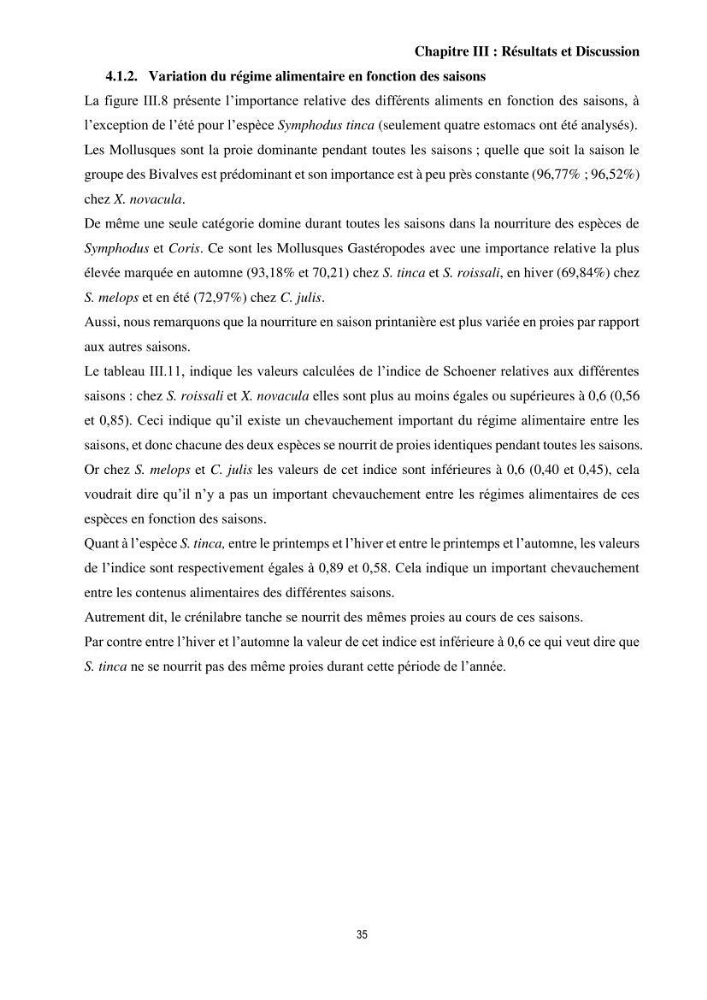 Contribution à l’étude comparative des stratégies alimentaires de cinq espèces de Labridae (Téléostéens, Perciformes) du bassin algérien.