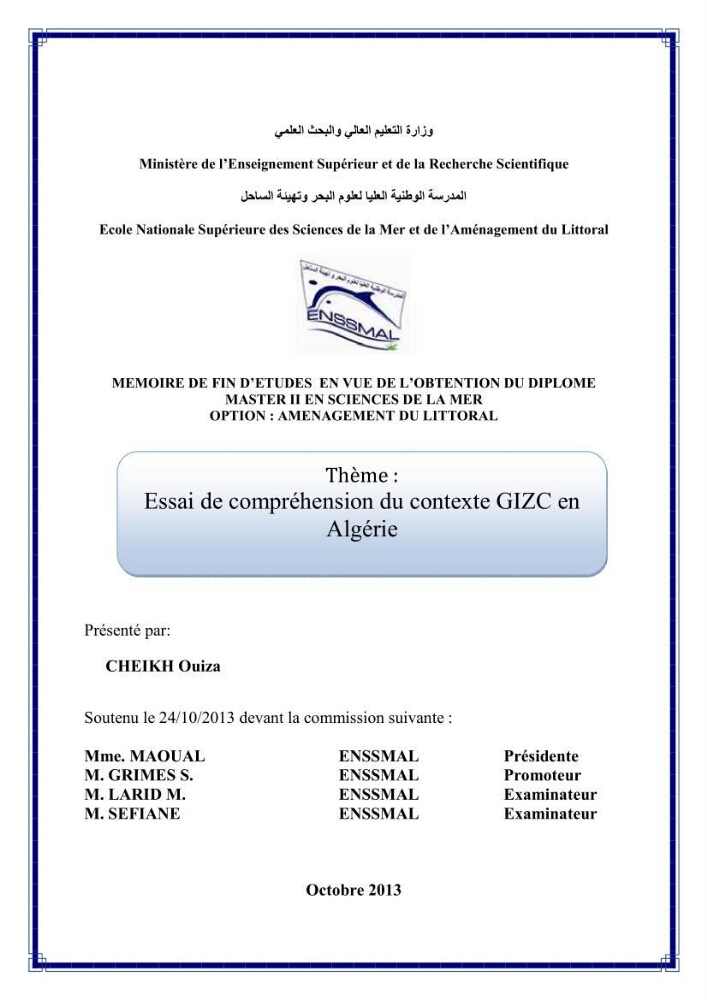 Essai de compréhension du contexte GIZC en Algérie