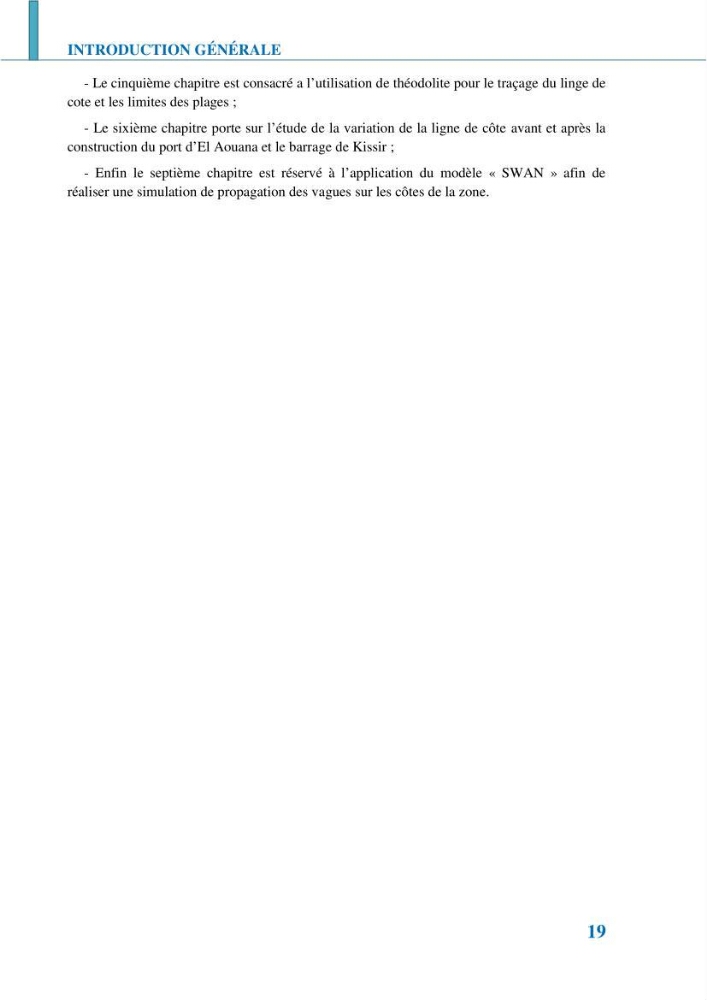 Etude géomorpho-sédimentaire de la zone côtière du parc National de Taza