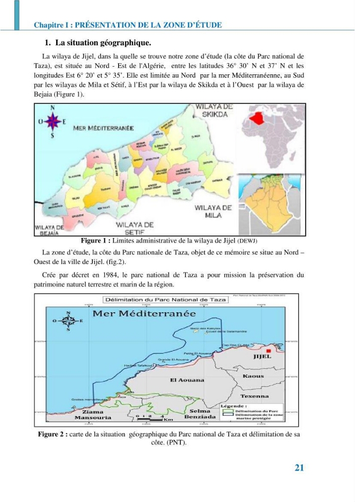 Etude géomorpho-sédimentaire de la zone côtière du parc National de Taza
