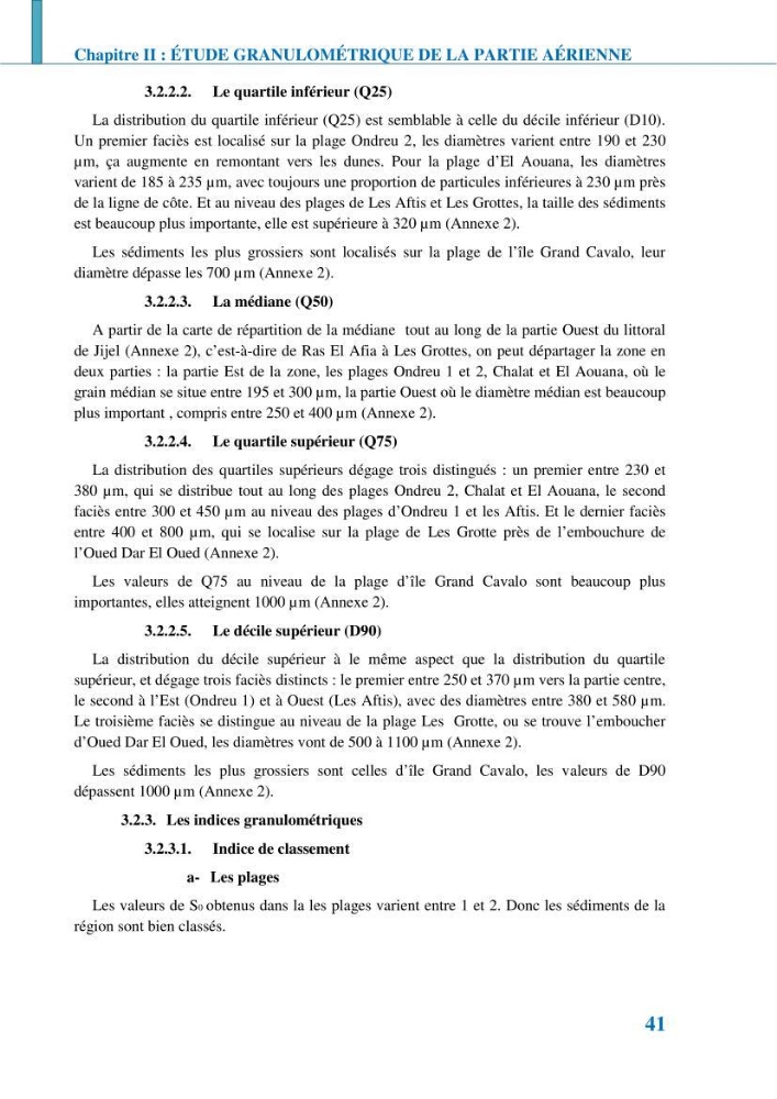 Etude géomorpho-sédimentaire de la zone côtière du parc National de Taza