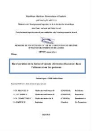 Incorporation de la farine d'insecte (Hermetia illucences ) dans l'alimentation des poissons