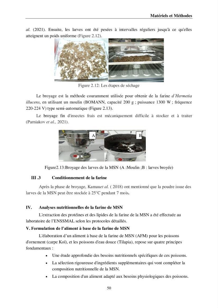 Incorporation de la farine d\'insecte (Hermetia illucences ) dans l\'alimentation des poissons