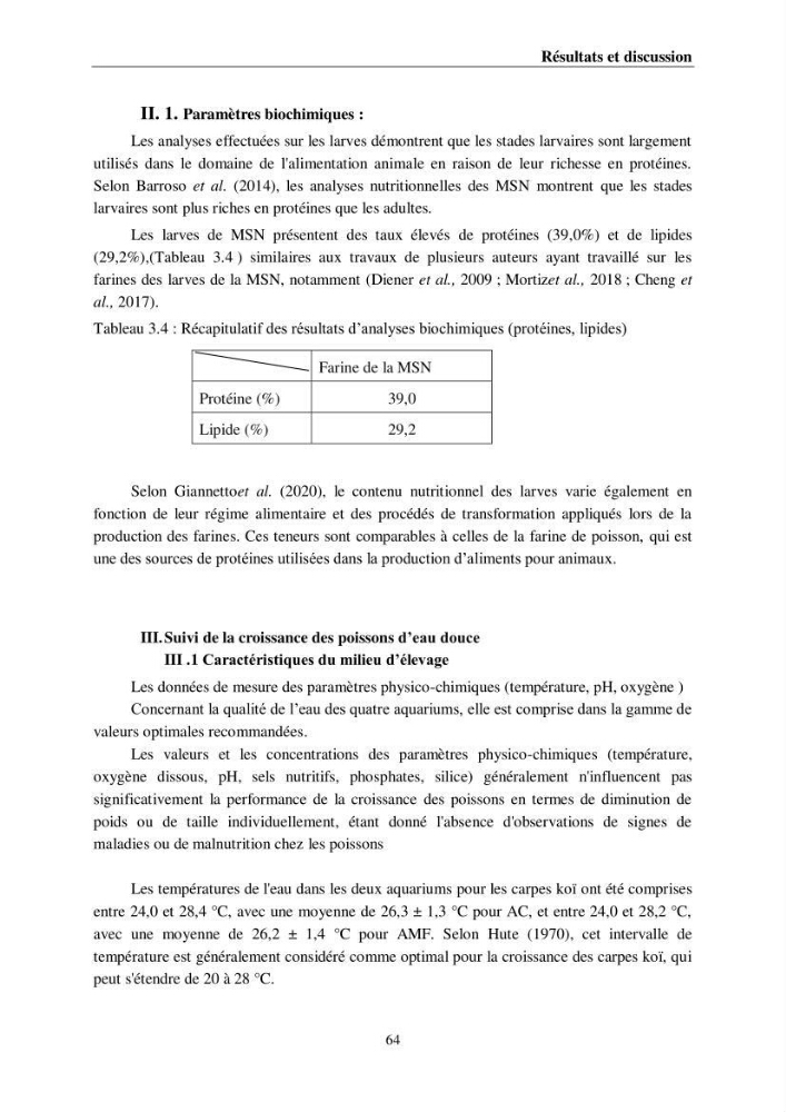 Incorporation de la farine d\'insecte (Hermetia illucences ) dans l\'alimentation des poissons