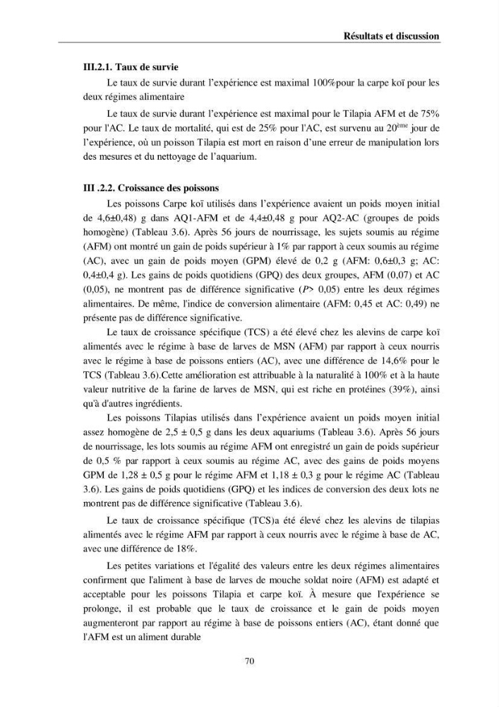 Incorporation de la farine d\'insecte (Hermetia illucences ) dans l\'alimentation des poissons