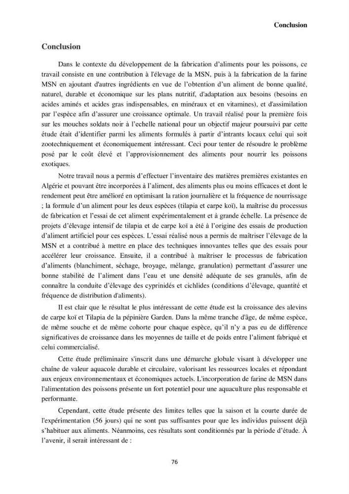Incorporation de la farine d\'insecte (Hermetia illucences ) dans l\'alimentation des poissons