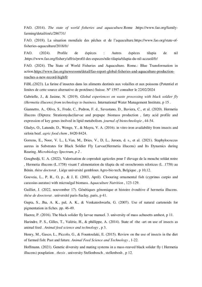 Incorporation de la farine d\'insecte (Hermetia illucences ) dans l\'alimentation des poissons