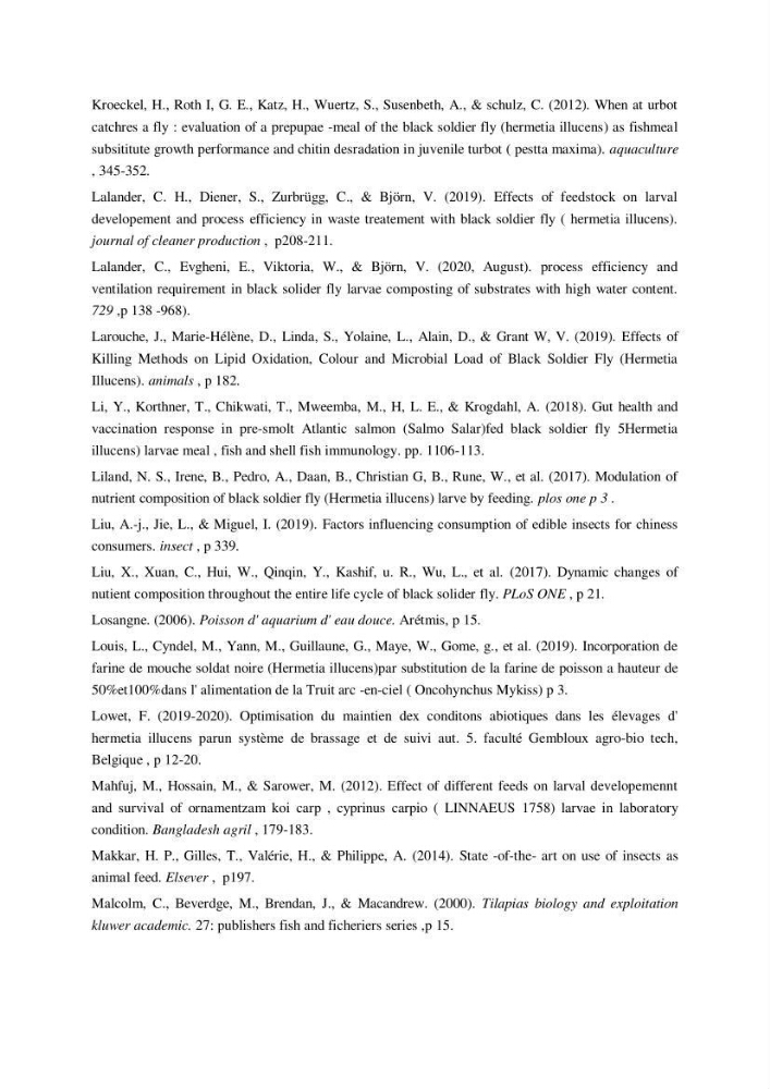 Incorporation de la farine d\'insecte (Hermetia illucences ) dans l\'alimentation des poissons