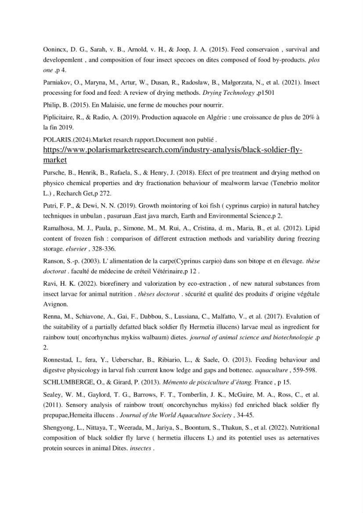 Incorporation de la farine d\'insecte (Hermetia illucences ) dans l\'alimentation des poissons