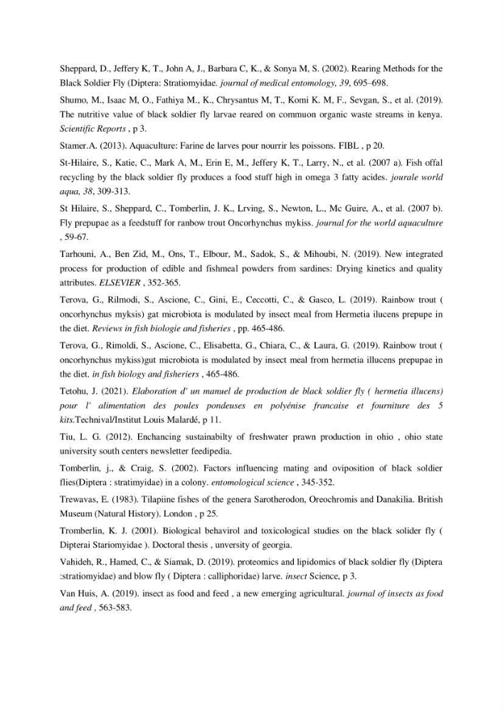 Incorporation de la farine d\'insecte (Hermetia illucences ) dans l\'alimentation des poissons
