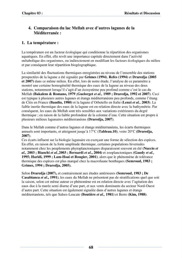 Dynamique des peuplements du Lac Mellah