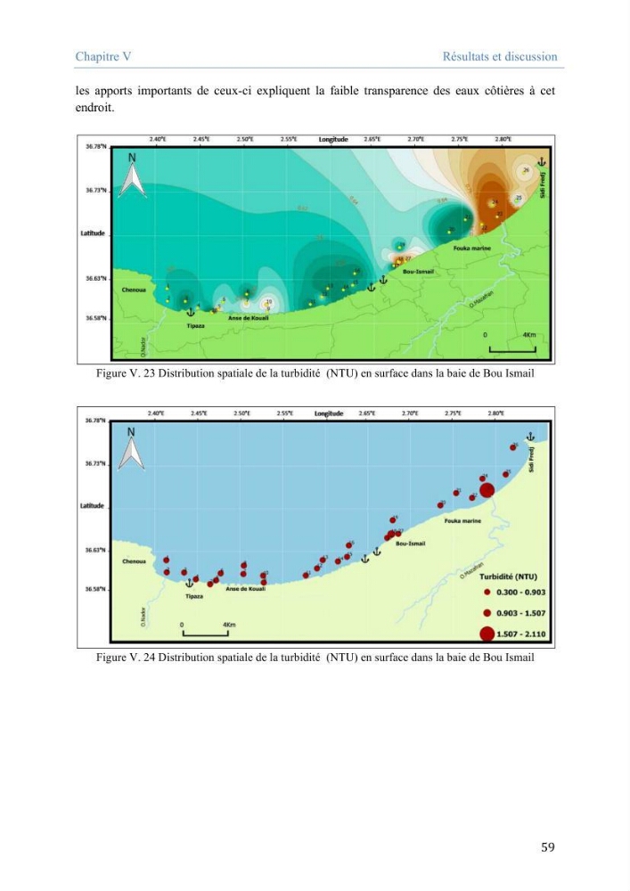 Utilisation des Systèmes d\'Information Géographiques pour le suivi des paramètres indicateurs de pollution dans la baie de Bou-Ismail