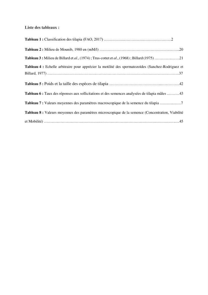 Caracterisation de la qualité du sperme chez les poissons