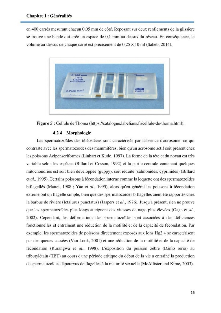 Caracterisation de la qualité du sperme chez les poissons