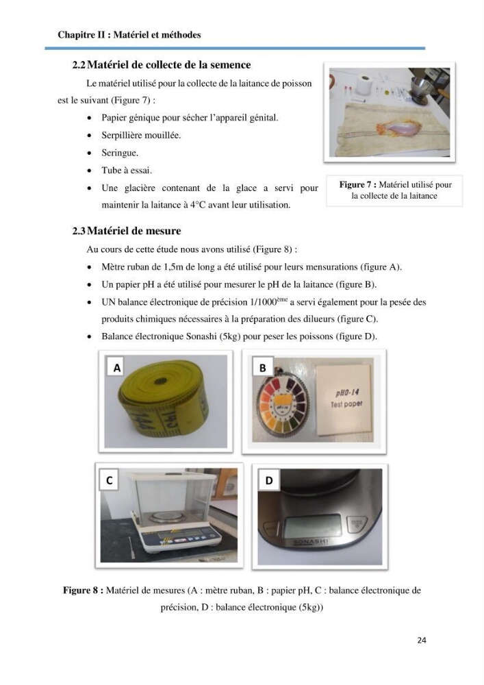 Caracterisation de la qualité du sperme chez les poissons