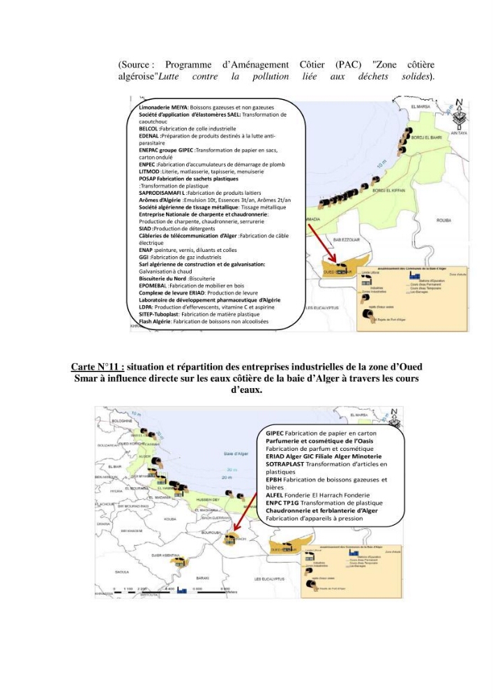 Mise en oeuvre d\'une base de données SIG pour le calcul des indicateurs de durabillité sur des communes de la zone du P.A.C. (littoral algérois)