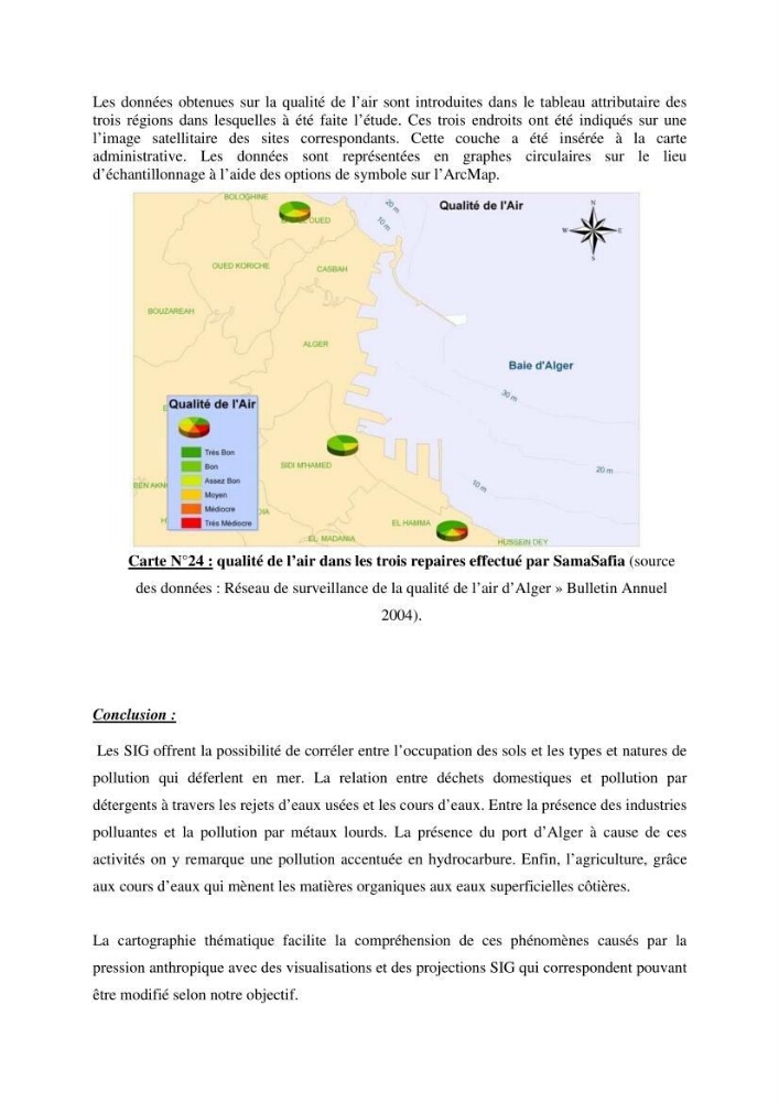 Mise en oeuvre d\'une base de données SIG pour le calcul des indicateurs de durabillité sur des communes de la zone du P.A.C. (littoral algérois)