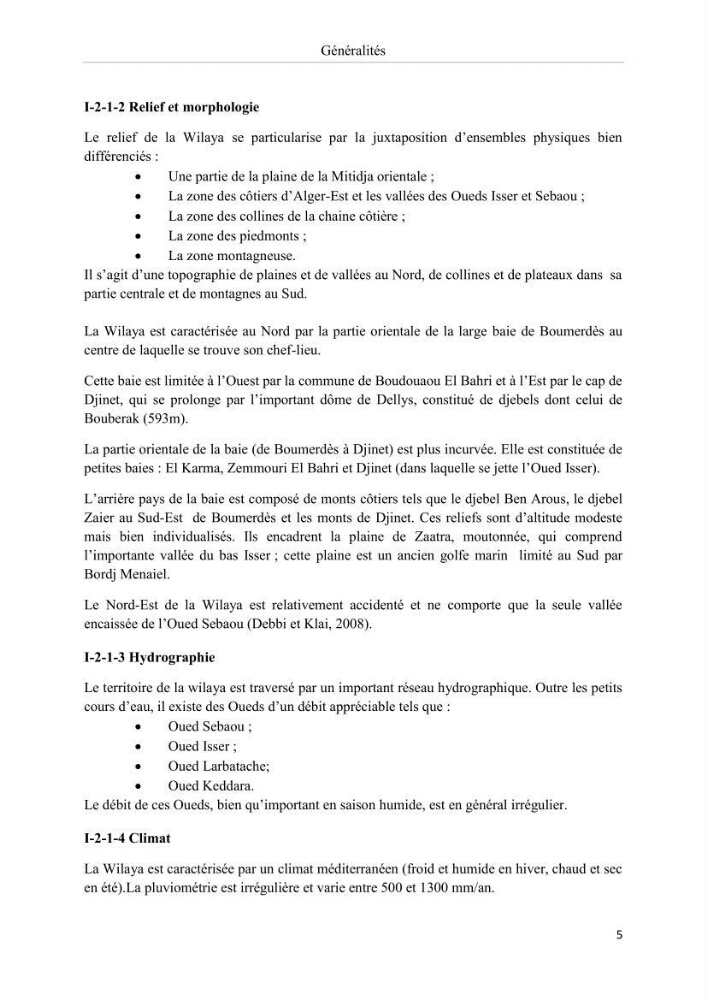 Evaluation de la mise en oeuvre de la loi n° 02-02 du 5 février 2002 relative à la protection et à la valorisation du littoral dans la wilaya de Boumerdes