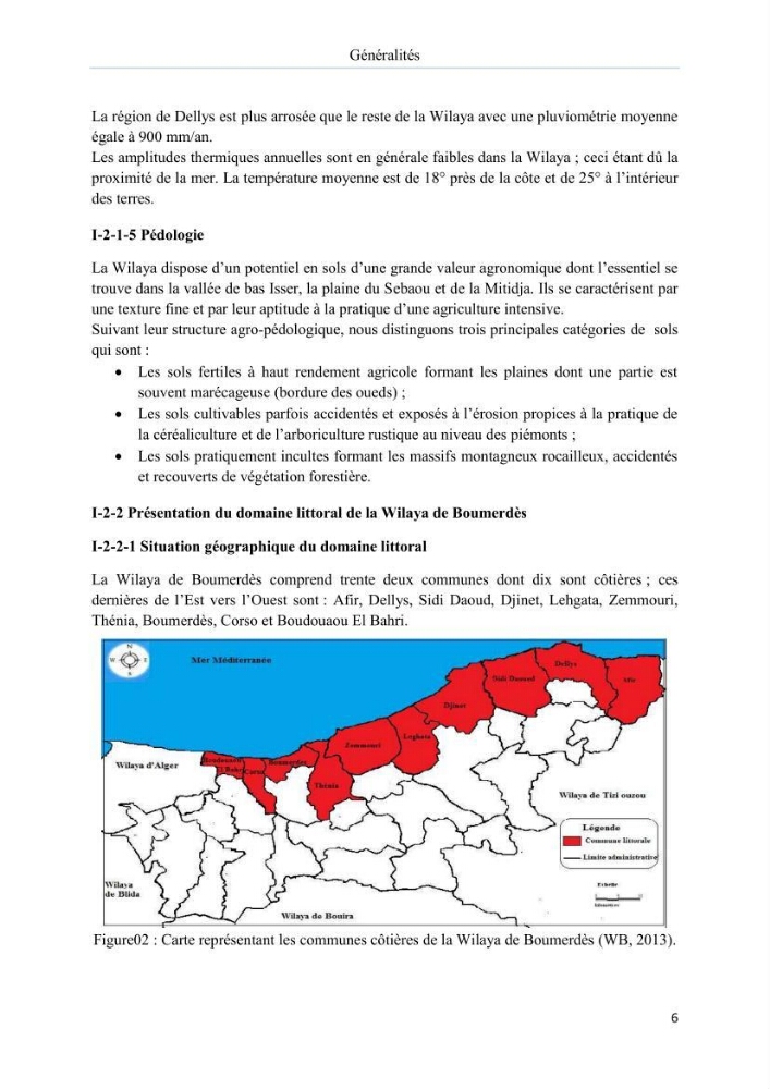 Evaluation de la mise en oeuvre de la loi n° 02-02 du 5 février 2002 relative à la protection et à la valorisation du littoral dans la wilaya de Boumerdes