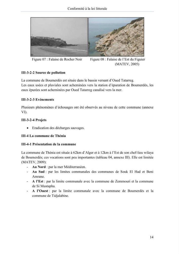 Evaluation de la mise en oeuvre de la loi n° 02-02 du 5 février 2002 relative à la protection et à la valorisation du littoral dans la wilaya de Boumerdes