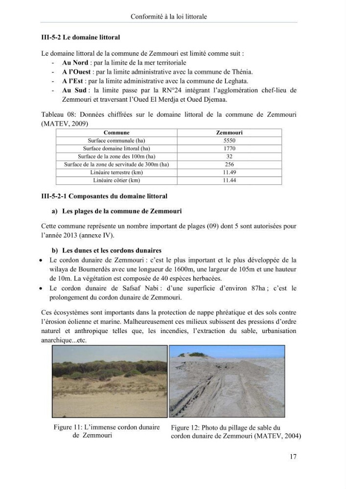 Evaluation de la mise en oeuvre de la loi n° 02-02 du 5 février 2002 relative à la protection et à la valorisation du littoral dans la wilaya de Boumerdes