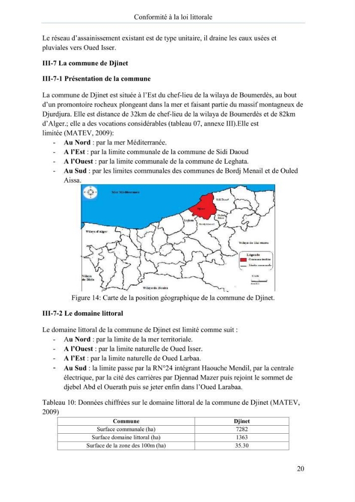 Evaluation de la mise en oeuvre de la loi n° 02-02 du 5 février 2002 relative à la protection et à la valorisation du littoral dans la wilaya de Boumerdes
