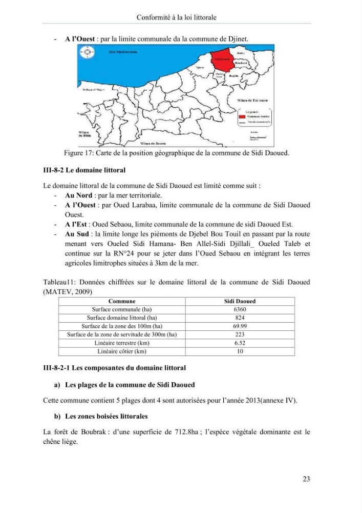 Evaluation de la mise en oeuvre de la loi n° 02-02 du 5 février 2002 relative à la protection et à la valorisation du littoral dans la wilaya de Boumerdes