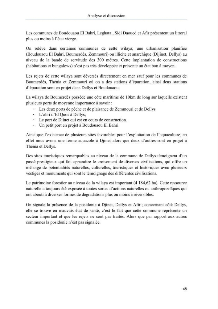 Evaluation de la mise en oeuvre de la loi n° 02-02 du 5 février 2002 relative à la protection et à la valorisation du littoral dans la wilaya de Boumerdes