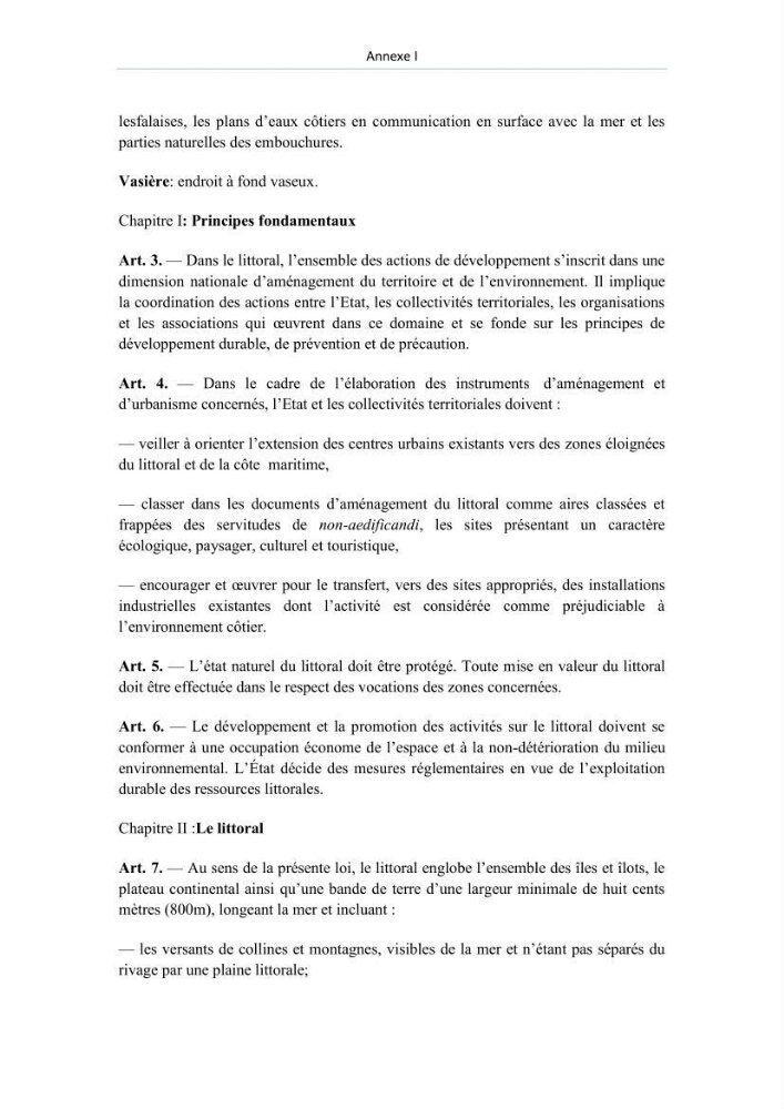 Evaluation de la mise en oeuvre de la loi n° 02-02 du 5 février 2002 relative à la protection et à la valorisation du littoral dans la wilaya de Boumerdes
