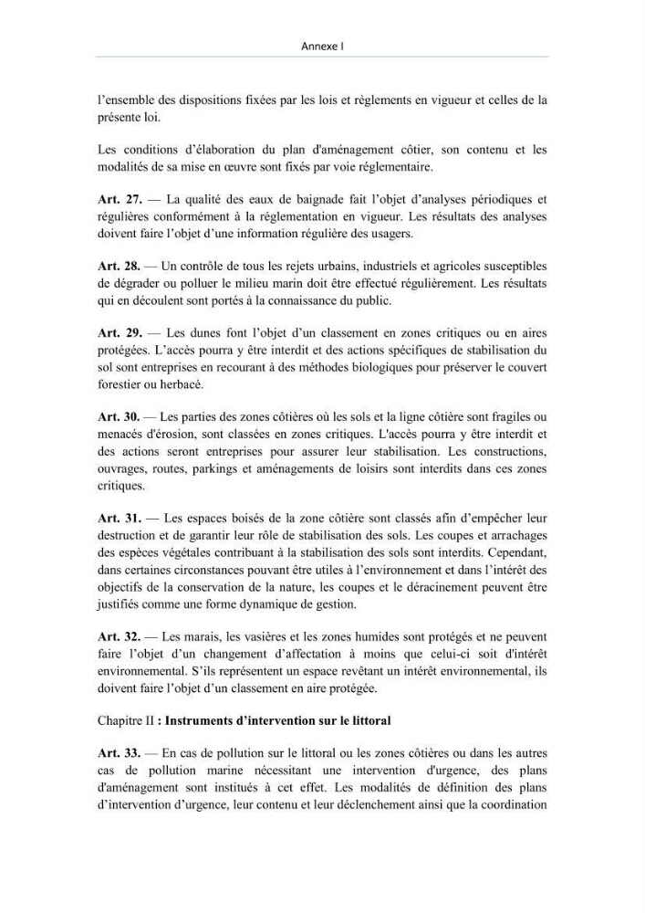 Evaluation de la mise en oeuvre de la loi n° 02-02 du 5 février 2002 relative à la protection et à la valorisation du littoral dans la wilaya de Boumerdes