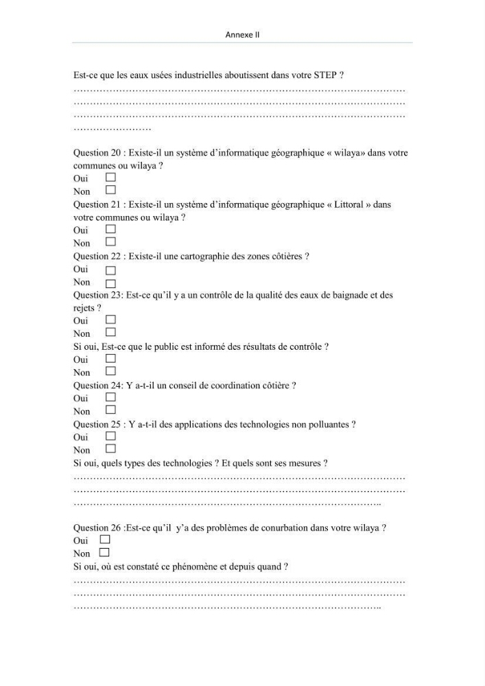 Evaluation de la mise en oeuvre de la loi n° 02-02 du 5 février 2002 relative à la protection et à la valorisation du littoral dans la wilaya de Boumerdes
