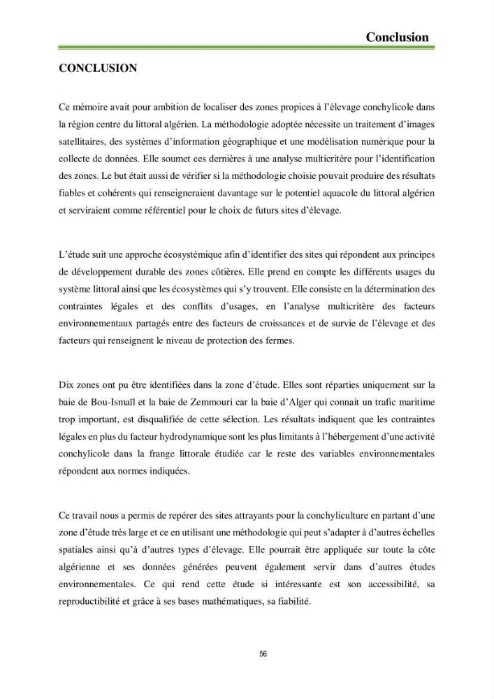 Identification des zones propices à héberger des filières conchylicoles par modélisation numérique et télédetection: